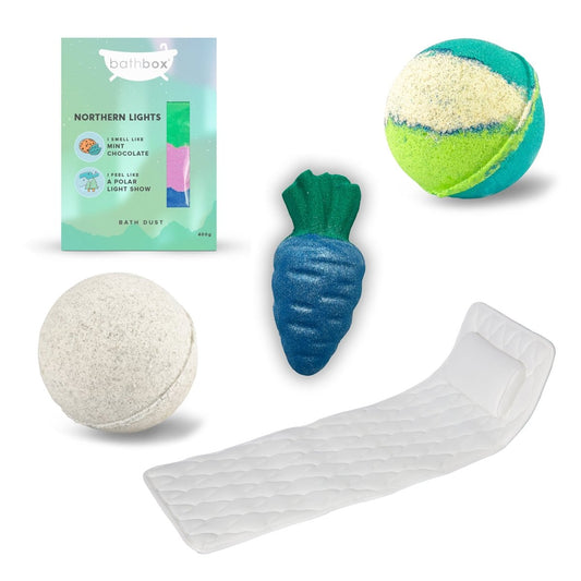 Full Body Bath Pillow, Bath Bombs & Bath Dust Christmas Gift Set by Bath Box Australia