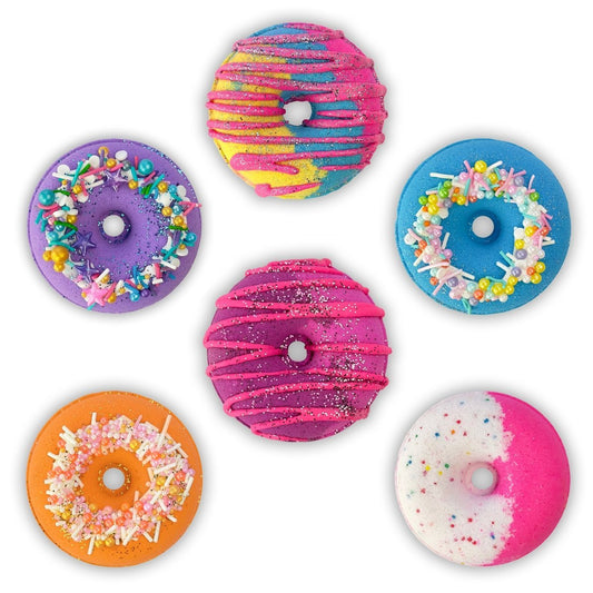 6 Pack Donut Bath Bombs Gift Set Bundle by Bath Box Australia