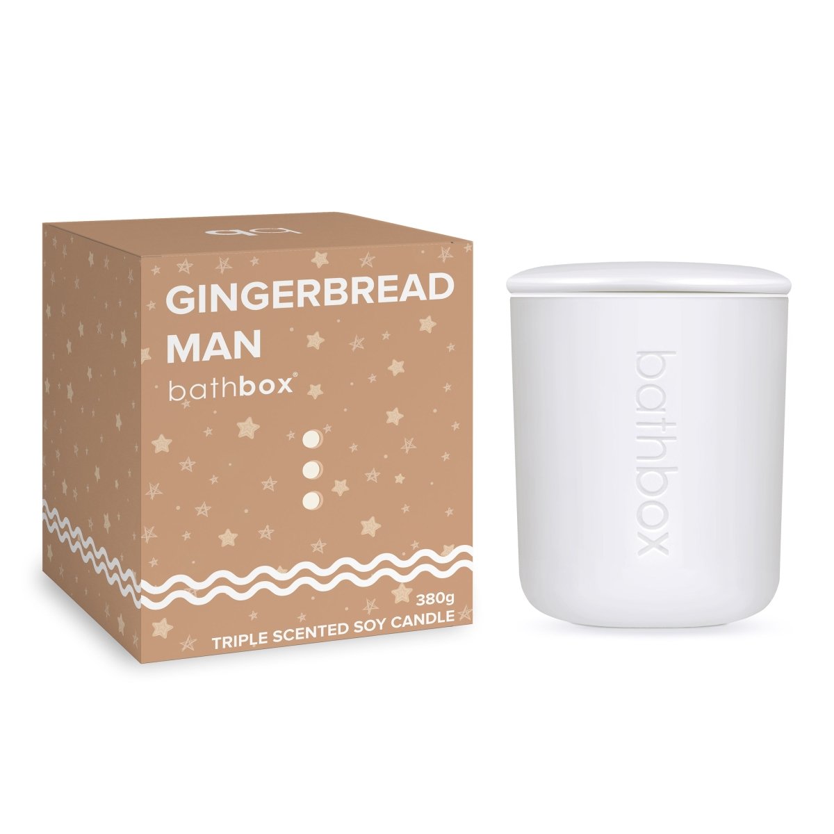 Gingerbread Man Christmas Candle - Natural Soy Wax, Large Triple Scented, Strong Double Wick Candle by Bath Box Australia